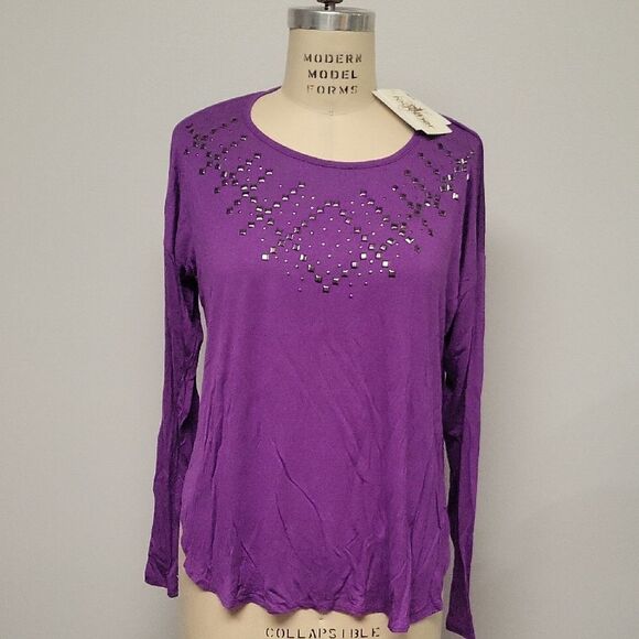 Antthony New With Tags Purple Embellished Women's Top. Size L - Picture 1 of 6